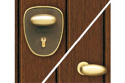 Ottone satinato naturale e bronzato con placca